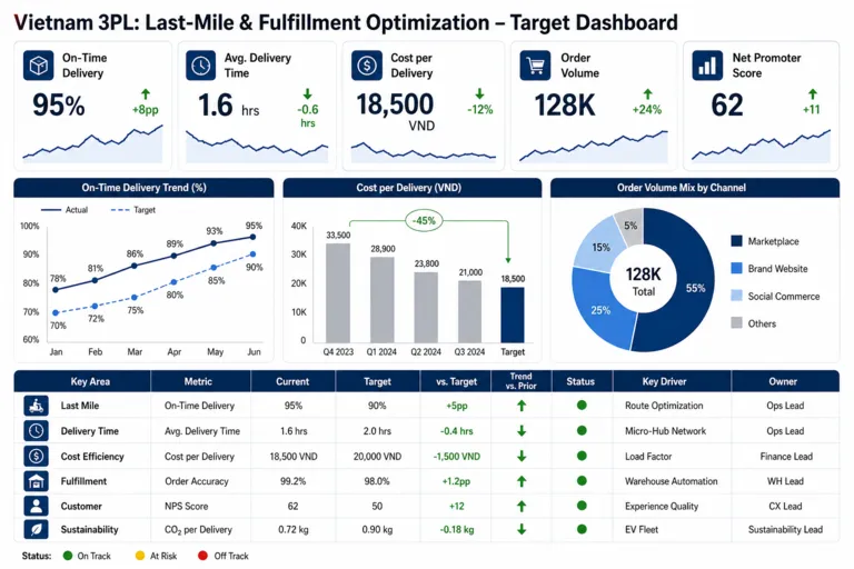 Dashboard — SmartFlow Vietnam: Enhancing Distribution Efficiency in a Growing E-Commerce Market